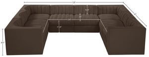 Meridian Furniture Rummi Channel Tufted Brown Velvet Modular Sectional for Open Living Spaces 660Brown-Sec8E