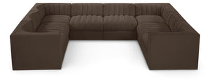 Meridian Furniture Rummi Channel Tufted Brown Velvet Modular Sectional for Open Living Spaces 660Brown-Sec8E