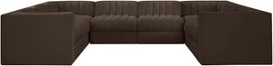 Meridian Furniture Rummi Channel Tufted Brown Velvet Modular Sectional for Open Living Spaces 660Brown-Sec8E