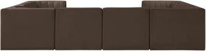 Meridian Furniture Rummi Channel Tufted Brown Velvet Modular Sectional for Open Living Spaces 660Brown-Sec8E