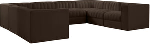 Meridian Furniture Rummi Channel Tufted Brown Velvet Modular Sectional for Open Living Spaces 660Brown-Sec8E