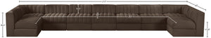 Meridian Furniture Rummi Nine Piece Modular Sectional Brown Velvet Channel Tufted Low Profile Sofa 660Brown-Sec9A