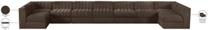 Meridian Furniture Rummi Nine Piece Modular Sectional Brown Velvet Channel Tufted Low Profile Sofa 660Brown-Sec9A