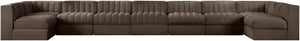 Meridian Furniture Rummi Nine Piece Modular Sectional Brown Velvet Channel Tufted Low Profile Sofa 660Brown-Sec9A