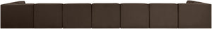 Meridian Furniture Rummi Nine Piece Modular Sectional Brown Velvet Channel Tufted Low Profile Sofa 660Brown-Sec9A