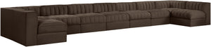Meridian Furniture Rummi Nine Piece Modular Sectional Brown Velvet Channel Tufted Low Profile Sofa 660Brown-Sec9A