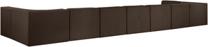 Meridian Furniture Rummi Nine Piece Modular Sectional Brown Velvet Channel Tufted Low Profile Sofa 660Brown-Sec9A