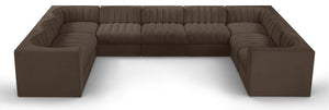 Meridian Furniture Rummi Nine Piece Modular Sectional Brown Velvet Channel Tufted Living Room Sofa 660Brown-Sec9B