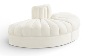 Meridian Furniture Rummi Two Piece Modular Sofa in Channel Tufted Cream Velvet for Living Rooms 660Cream-2RC