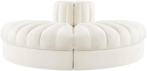 Meridian Furniture Rummi Two Piece Modular Sofa in Channel Tufted Cream Velvet for Living Rooms 660Cream-2RC