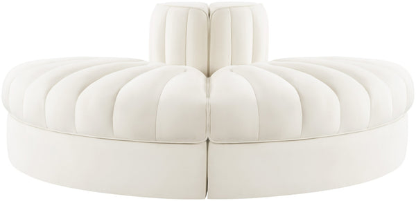 Meridian Furniture Rummi Two Piece Modular Sofa in Channel Tufted Cream Velvet for Living Rooms 660Cream-2RC