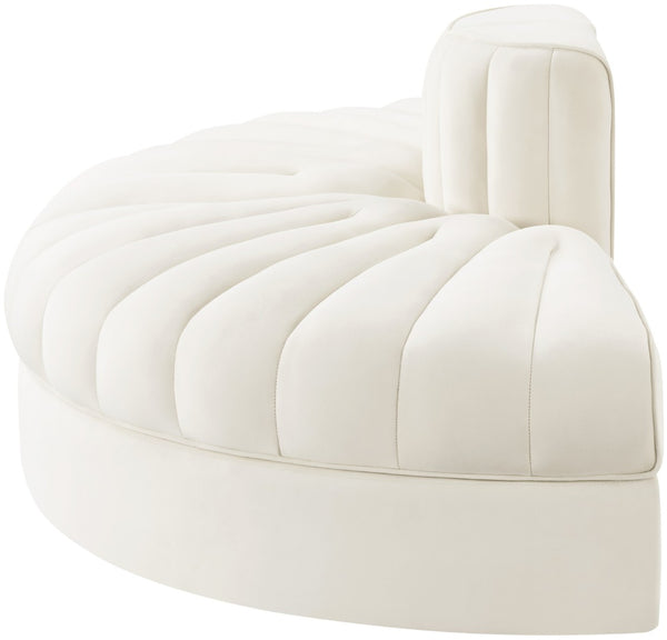 Meridian Furniture Rummi Two Piece Modular Sofa in Channel Tufted Cream Velvet for Living Rooms 660Cream-2RC