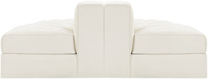 Meridian Furniture Rummi Two Piece Modular Sofa in Channel Tufted Cream Velvet for Living Rooms 660Cream-2RC