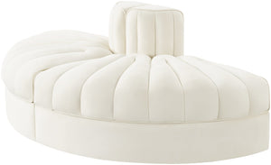 Meridian Furniture Rummi Two Piece Modular Sofa in Channel Tufted Cream Velvet for Living Rooms 660Cream-2RC