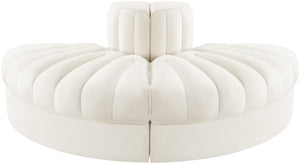 Meridian Furniture Rummi Two Piece Modular Sofa in Channel Tufted Cream Velvet for Living Rooms 660Cream-2RC