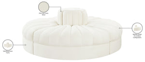 Meridian Furniture Rummi Four Piece Modular Sofa in Channel Tufted Cream Velvet for Open Living Rooms 660Cream-4RC