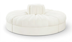 Meridian Furniture Rummi Four Piece Modular Sofa in Channel Tufted Cream Velvet for Open Living Rooms 660Cream-4RC