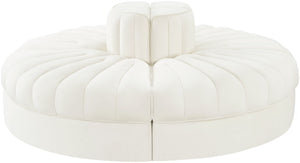 Meridian Furniture Rummi Four Piece Modular Sofa in Channel Tufted Cream Velvet for Open Living Rooms 660Cream-4RC