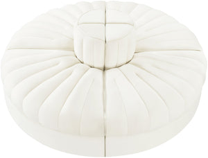 Meridian Furniture Rummi Four Piece Modular Sofa in Channel Tufted Cream Velvet for Open Living Rooms 660Cream-4RC