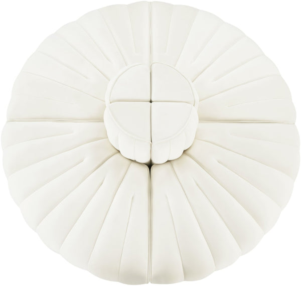 Meridian Furniture Rummi Four Piece Modular Sofa in Channel Tufted Cream Velvet for Open Living Rooms 660Cream-4RC