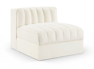 Meridian Furniture Rummi Channel Tufted Velvet Modular Chair for Modern and Contemporary Living Rooms Cream Armless 660Cream-Armless