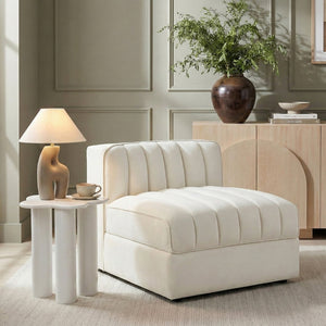 Meridian Furniture Rummi Channel Tufted Velvet Modular Chair for Modern and Contemporary Living Rooms Cream Armless 660Cream-Armless