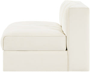 Meridian Furniture Rummi Channel Tufted Velvet Modular Chair for Modern and Contemporary Living Rooms Cream Armless 660Cream-Armless