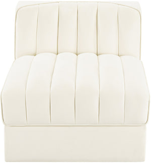 Meridian Furniture Rummi Channel Tufted Velvet Modular Chair for Modern and Contemporary Living Rooms Cream Armless 660Cream-Armless