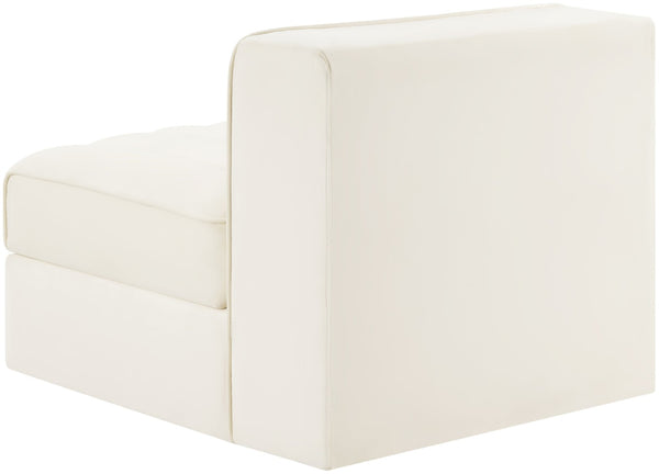 Meridian Furniture Rummi Channel Tufted Velvet Modular Chair for Modern and Contemporary Living Rooms Cream Armless 660Cream-Armless