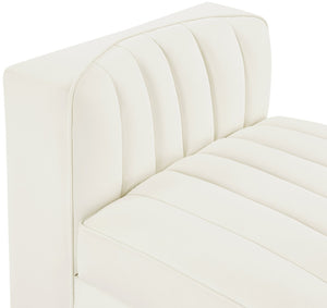 Meridian Furniture Rummi Channel Tufted Velvet Modular Chair for Modern and Contemporary Living Rooms Cream Armless 660Cream-Armless
