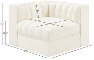Meridian Furniture Rummi Channel Tufted Velvet Modular Chair for Modern and Contemporary Living Rooms Cream Corner 660Cream-Corner