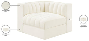 Meridian Furniture Rummi Channel Tufted Velvet Modular Chair for Modern and Contemporary Living Rooms Cream Corner 660Cream-Corner