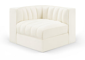 Meridian Furniture Rummi Channel Tufted Velvet Modular Chair for Modern and Contemporary Living Rooms Cream Corner 660Cream-Corner