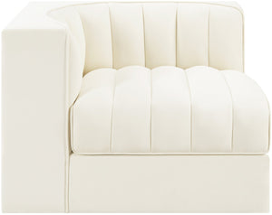 Meridian Furniture Rummi Channel Tufted Velvet Modular Chair for Modern and Contemporary Living Rooms Cream Corner 660Cream-Corner