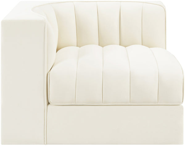 Meridian Furniture Rummi Channel Tufted Velvet Modular Chair for Modern and Contemporary Living Rooms Cream Corner 660Cream-Corner