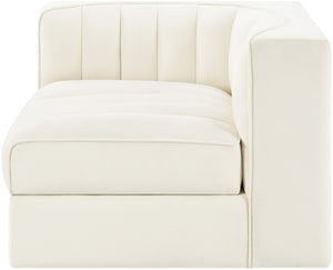 Meridian Furniture Rummi Channel Tufted Velvet Modular Chair for Modern and Contemporary Living Rooms Cream Corner 660Cream-Corner