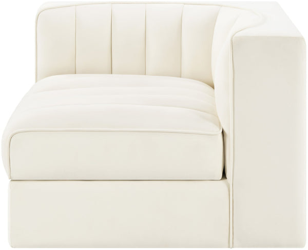 Meridian Furniture Rummi Channel Tufted Velvet Modular Chair for Modern and Contemporary Living Rooms Cream Corner 660Cream-Corner