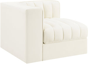 Meridian Furniture Rummi Channel Tufted Velvet Modular Chair for Modern and Contemporary Living Rooms Cream Corner 660Cream-Corner