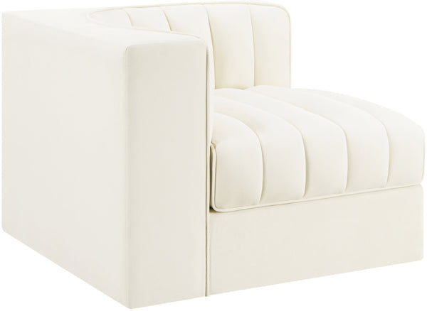 Meridian Furniture Rummi Channel Tufted Velvet Modular Chair for Modern and Contemporary Living Rooms Cream Corner 660Cream-Corner