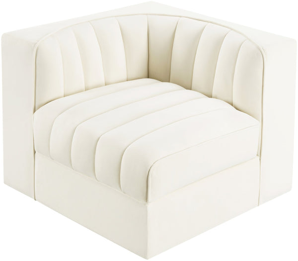 Meridian Furniture Rummi Channel Tufted Velvet Modular Chair for Modern and Contemporary Living Rooms Cream Corner 660Cream-Corner