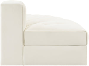Meridian Furniture Rummi Channel Tufted Modular Accent Chair in Stain Resistant Performance Velvet for Living Room Cream 660Cream-RC