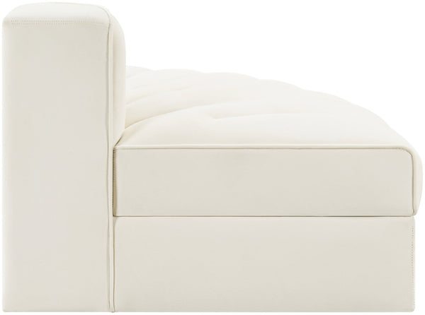 Meridian Furniture Rummi Channel Tufted Modular Accent Chair in Stain Resistant Performance Velvet for Living Room Cream 660Cream-RC