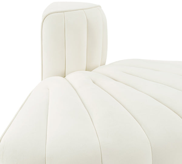 Meridian Furniture Rummi Channel Tufted Modular Accent Chair in Stain Resistant Performance Velvet for Living Room Cream 660Cream-RC