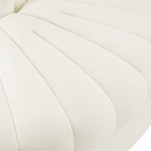 Meridian Furniture Rummi Channel Tufted Modular Accent Chair in Stain Resistant Performance Velvet for Living Room Cream 660Cream-RC