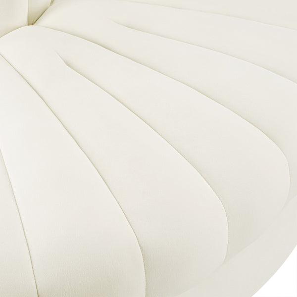 Meridian Furniture Rummi Channel Tufted Modular Accent Chair in Stain Resistant Performance Velvet for Living Room Cream 660Cream-RC