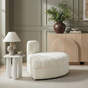Meridian Furniture Rummi Channel Tufted Modular Accent Chair in Stain Resistant Performance Velvet for Living Room Cream 660Cream-RC