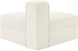 Meridian Furniture Rummi Channel Tufted Modular Accent Chair in Stain Resistant Performance Velvet for Living Room Cream 660Cream-RC