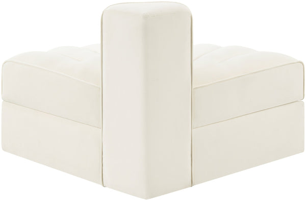 Meridian Furniture Rummi Channel Tufted Modular Accent Chair in Stain Resistant Performance Velvet for Living Room Cream 660Cream-RC