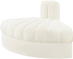 Meridian Furniture Rummi Channel Tufted Modular Accent Chair in Stain Resistant Performance Velvet for Living Room Cream 660Cream-RC