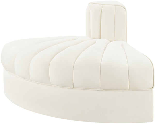Meridian Furniture Rummi Channel Tufted Modular Accent Chair in Stain Resistant Performance Velvet for Living Room Cream 660Cream-RC